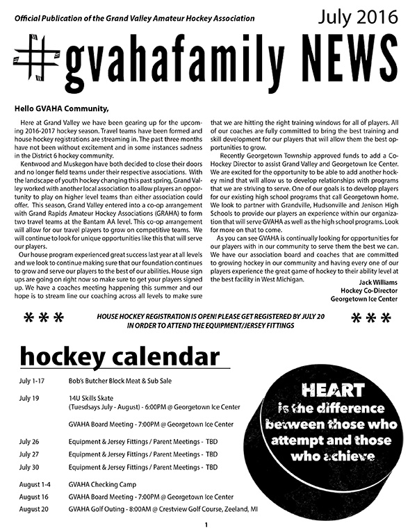 GVAHA July Newsletter